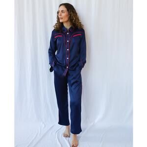 West Of Breakfast Women's Western One Admiral Pajamas Navy Size S